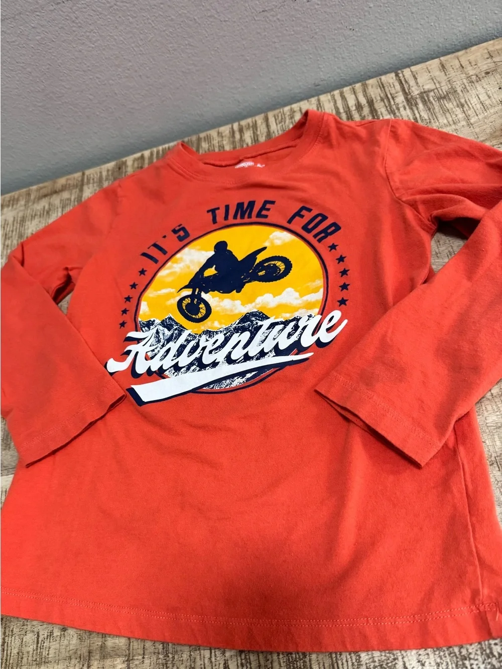 OshKosh B'gosh Orange Long-Sleeve Adventure Tee with Motocross Graphic